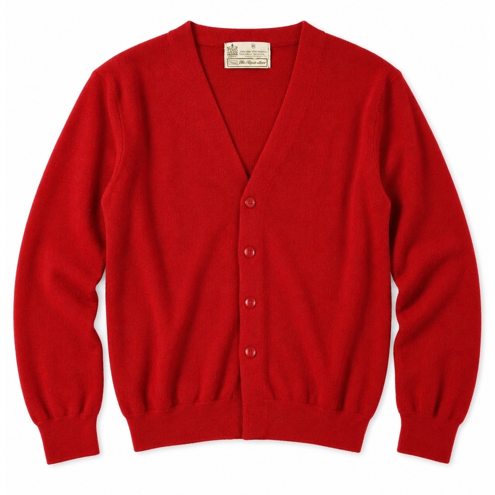 Mens Vintage 60s 70s Red Orlon Cardigan Sweater V-neck Sears M Grandpa Cobain